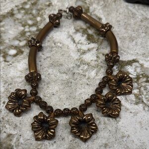 Vintage floral copper choker